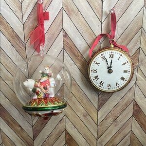 Santa‎ riding polar bear dome & Clock glass Christmas Ornaments